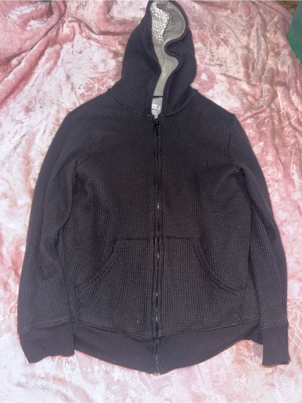 Sonoma Black Zip-Up Hooded Jacket with Sherpa Lining
